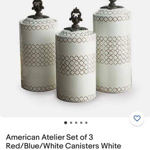 American Atelier set of 3 White Ceramic Canisters